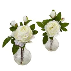 11.5" Peony In Textured Vase, 2ct.