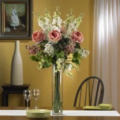 3ft. Rose, Delphinium And Lilac Arrangement In Glass Vase 7 3ft. Rose, Delphinium And Lilac Arrangement In Glass Vase -Michaels D262136S 2