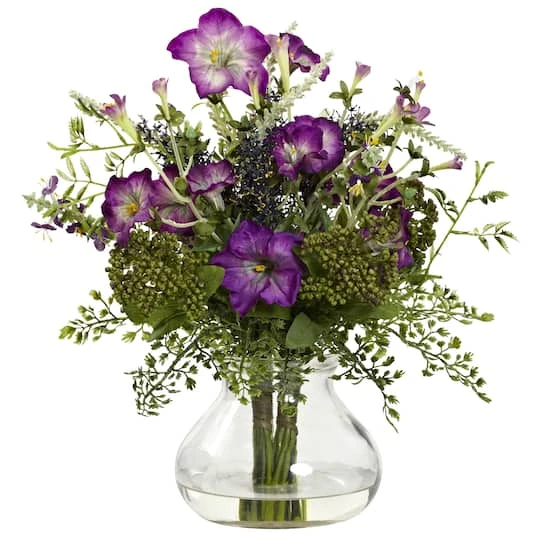15" Mixed Morning Glory Arrangement With Vase 4 15" Mixed Morning Glory Arrangement With Vase - Image 2