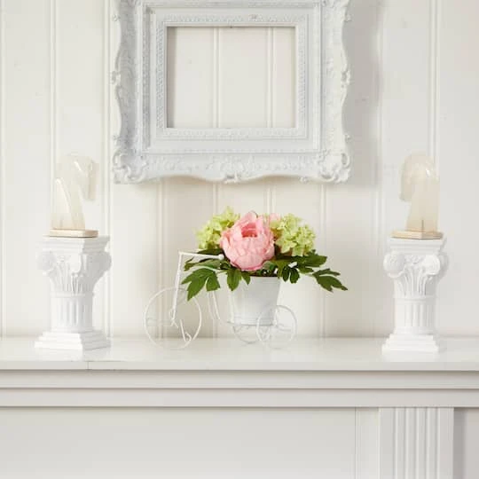 9.5" Peony & Hydrangea Arrangement In Tricycle Planter 6 9.5" Peony & Hydrangea Arrangement In Tricycle Planter - Image 4