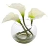 9" Calla Lily Arrangement In Rounded Glass Vase 2 9" Calla Lily Arrangement In Rounded Glass Vase -Michaels D262144S 1