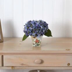 9" Blue Hydrangea In Floral Planter -Michaels D262155S 13
