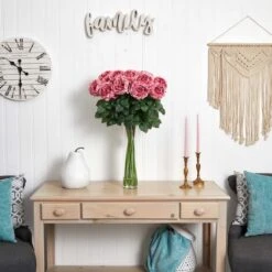 2.5ft. Pink Fancy Rose In Glass Cylinder Vase -Michaels D262162S 12