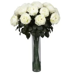 2.5ft. White Fancy Rose In Glass Cylinder Vase 7 2.5ft. White Fancy Rose In Glass Cylinder Vase -Michaels D262163S 11 1