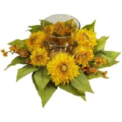 7.5" Golden Sunflower Candelabrum Arrangement -Michaels D262164S 12
