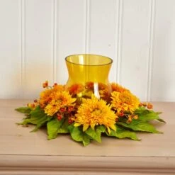 7.5" Golden Sunflower Candelabrum Arrangement -Michaels D262164S 14