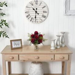 13" Rose & Maiden Hair With Floral Planter -Michaels D262167S 12