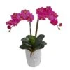23'' Pink Double Moth Orchid In White Ceramic Vase -Michaels D262173S 1