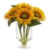 12'' Yellow Sunflower Arrangement In Glass Vase -Michaels D262175S 1