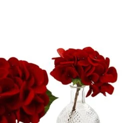12" Red Hydrangea Arrangement With Glass Vase, 3ct. 9 12" Red Hydrangea Arrangement With Glass Vase, 3ct. -Michaels D262176S 3