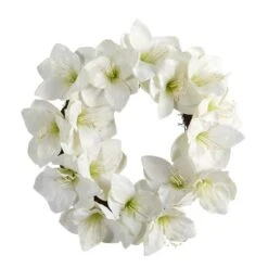 18'' White Amaryllis Wreath