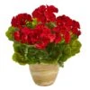 11'' Red Geranium In Ceramic Planter 2 11'' Red Geranium In Ceramic Planter -Michaels D262293S 11
