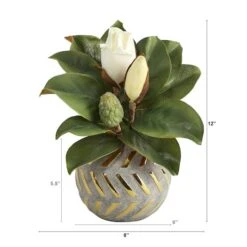 12in. Magnolia In Planter With Gold Trim 8 12in. Magnolia In Planter With Gold Trim -Michaels D262297S 2
