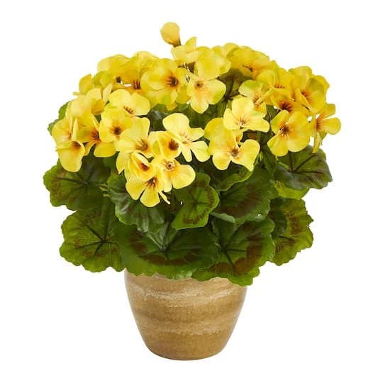 11" Yellow Geranium In Ceramic Planter 4 11" Yellow Geranium In Ceramic Planter - Image 2