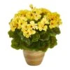 11" Yellow Geranium In Ceramic Planter -Michaels D262300S 11