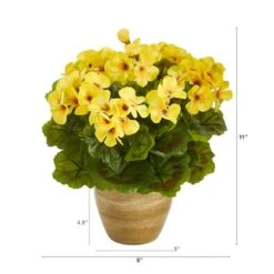 11" Yellow Geranium In Ceramic Planter 9 11" Yellow Geranium In Ceramic Planter -Michaels D262300S 12
