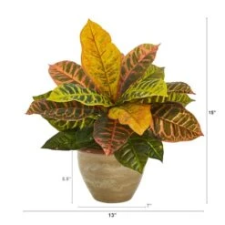 15" Garden Croton Plant In Ceramic Planter -Michaels D262331S 4