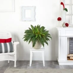 22" Boston Fern In Sandstone Planter -Michaels D262470S 12