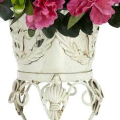 19" Pink Azalea With White Metal Planter -Michaels D262482S 3