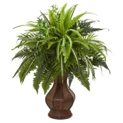 2ft. Mixed Greens & Fern In Decorative Planter