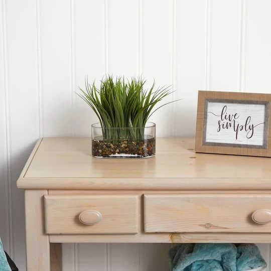 9'' Vanilla Grass Plant In Clear Oval Vase 5 9'' Vanilla Grass Plant In Clear Oval Vase - Image 3