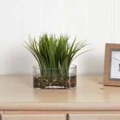 9'' Vanilla Grass Plant In Clear Oval Vase 9 9'' Vanilla Grass Plant In Clear Oval Vase -Michaels D262634S 13