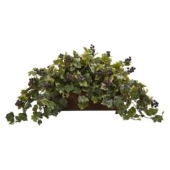 18" Grape Leaf In Rectangular Decorative Planter