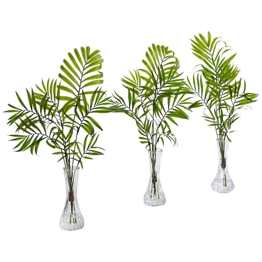 19" Mini Palm In Vase, 3ct. 3 19" Mini Palm In Vase, 3ct.