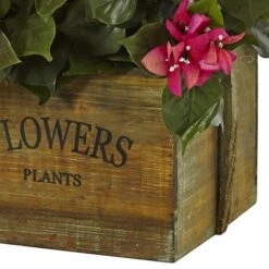 18" Pink Bougainvillea In Rustic Wood Planter 9 18" Pink Bougainvillea In Rustic Wood Planter -Michaels D262811S 13