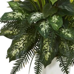 4ft. Mixed River Fern & Dogtail In White Tower Planter -Michaels D262837S 13