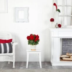 17" Red Geranium In White Decorative Pot -Michaels D262840S 14