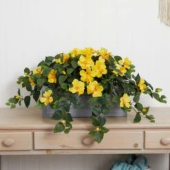 18" Yellow Hibiscus Plant In Stone Planter -Michaels D262885S 13