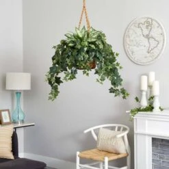 2.5ft. Silver Queen And Ivy Plant In Hanging Basket -Michaels D262939S 12