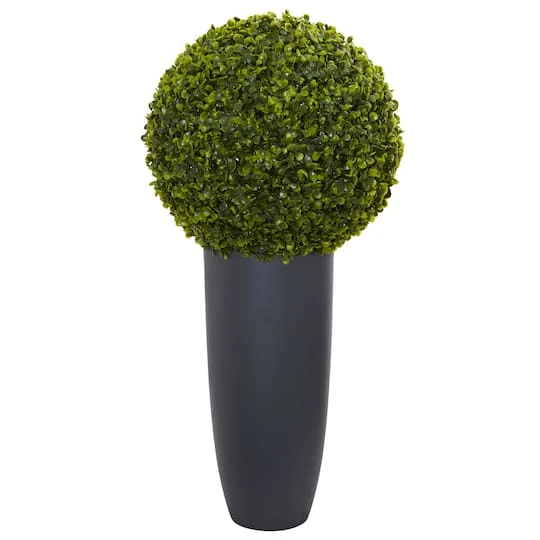 2.5ft. Boxwood Topiary Plant In Gray Cylinder Planter 4 2.5ft. Boxwood Topiary Plant In Gray Cylinder Planter - Image 2