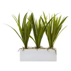 16" Grass In White Rectangular Planter 6 16" Grass In White Rectangular Planter -Michaels D262996S 1 1