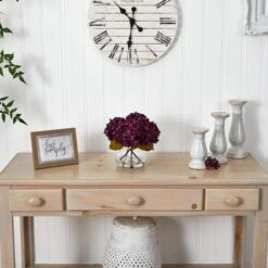 8.5" Purple Hydrangea Arrangement In Glass Vase -Michaels D292549S 14