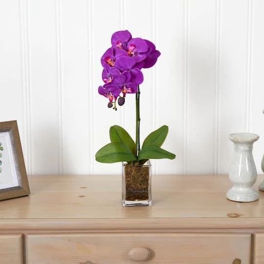24" Purple Moth Orchid Arrangement In Vase 6 24" Purple Moth Orchid Arrangement In Vase - Image 4