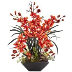 3ft. Red Boat Orchid Arrangement In Black Vase -Michaels D292579S 11 1