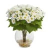 10" White Daisy Arrangement In Fluted Vase 2 10" White Daisy Arrangement In Fluted Vase -Michaels D292593S 1