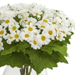 10" White Daisy Arrangement In Fluted Vase -Michaels D292593S 2