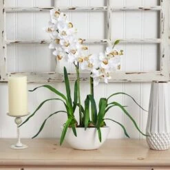 2.5ft. White Boat Orchid In White Vase -Michaels D292594S 13