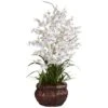 2.5ft. White Dancing Lady Orchid Arrangement With Bamboo Vase -Michaels D292603S 1