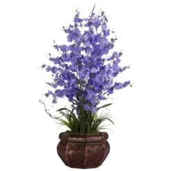 2.5ft. Purple Dancing Lady Orchid Arrangement With Bamboo Vase -Michaels D292605S 1 1