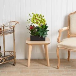 23.5" Green Pigeon Orchid & Bromeliad Arrangement In Black Rectangle Planter -Michaels D292615S 15