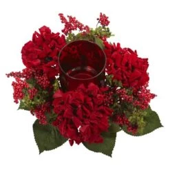 6" Red Hydrangea & Berry Candelabrum -Michaels D292637S 2