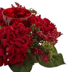 6" Red Hydrangea & Berry Candelabrum -Michaels D292637S 5
