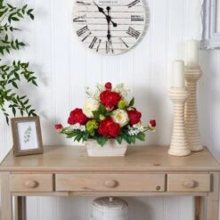 17" Mixed Floral Arrangement In White Wash Planter -Michaels D292669S 12