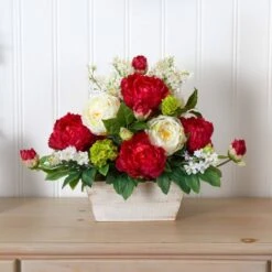 17" Mixed Floral Arrangement In White Wash Planter -Michaels D292669S 13