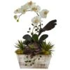 21" Orchid & Succulent Garden In White Wash Planter 2 21" Orchid & Succulent Garden In White Wash Planter -Michaels D292674S 1