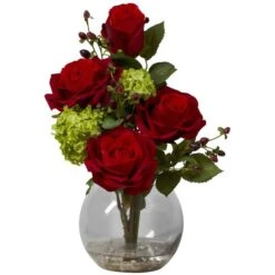 14" Red Rose & Hydrangea Floral Arrangement -Michaels D292708S 1 1
